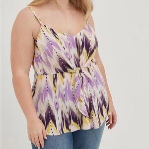 Torrid Peplum Georgette Tie-Front Thin Strap Cami Ikat Colored Plus Size 2